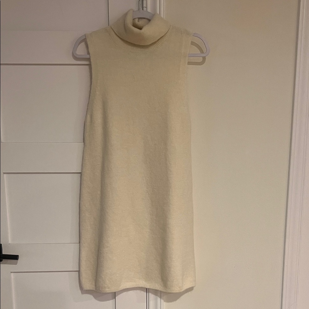 Zara Cream Sleeveless Turtleneck Dress Perfect for Winter Size Small NWOT